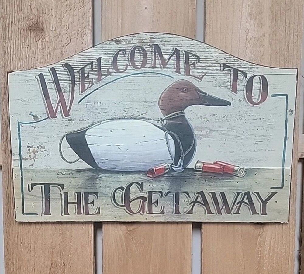 Welcome To The Getaway Duck Wood Sign 15.75" x 10.5"